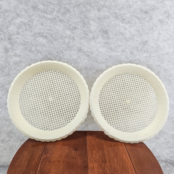 VTG Plastic Woven Paper Plate Holder‎ Basket Weave Scalloped Edge set/6 - Picture 3 of 12